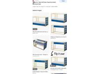 IKEA high low bunk bed or white blue reversible like new 