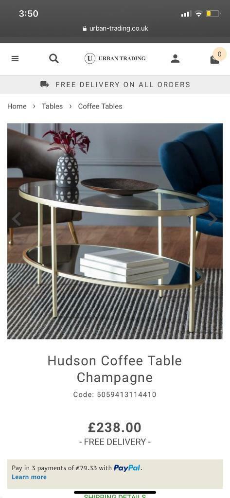 Gallery Direct Hudson Coffee Table, Hudson Coffee Table Champagne
