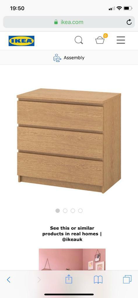 Ikea Malm Chest Of 3 Drawers In Bromsgrove Worcestershire