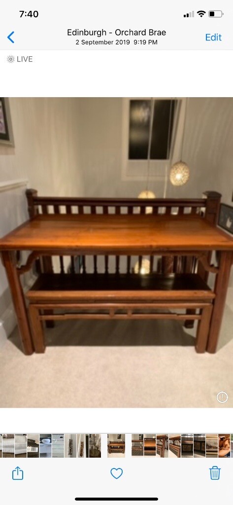 Solid wood dining table and bench in Murrayfield 