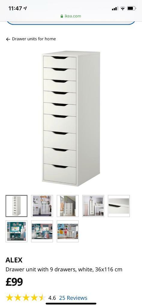 Ikea Drawer Unit With 9 Drawers White 36x116 Cm In Livingston