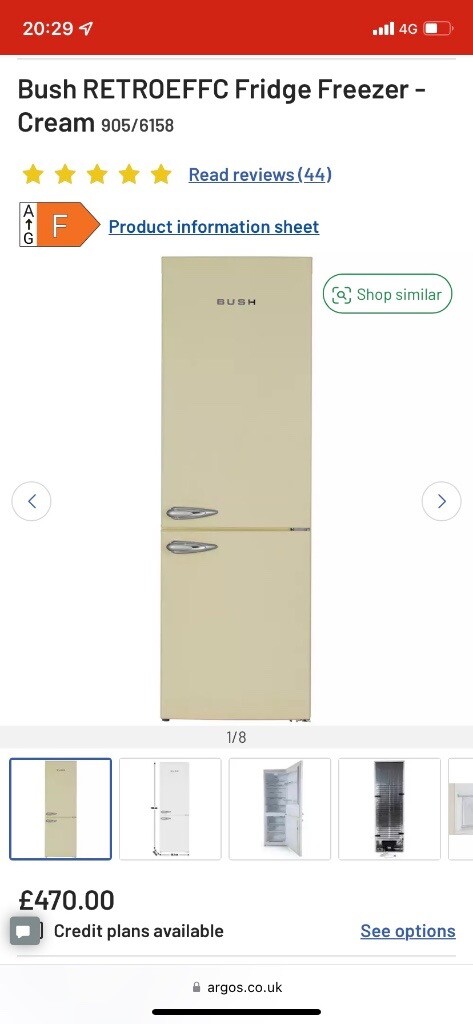 Cream Bush Retro Fridge Freezer | in Blaydon-on-Tyne, Tyne and Wear