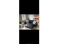 3 seater leather sofa and footstool for sale