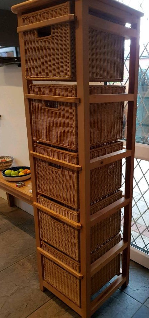 5 drawer wicker storage unit