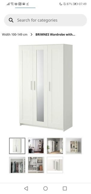 White Plymouth Devon Ikea Brimnes 3 Door Wardrobe In White Hardly