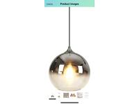 Spherical Chrome Glass Pendant Light Globe Ceiling Hanging Lamp 