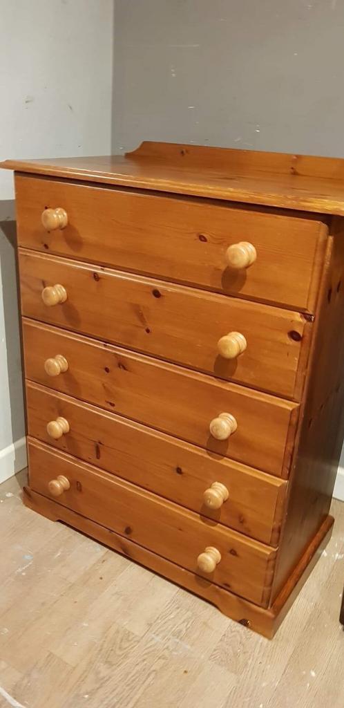 Nice Quality Cheap Pine 5 Drawer Chest Inc Delivery In Plymouth