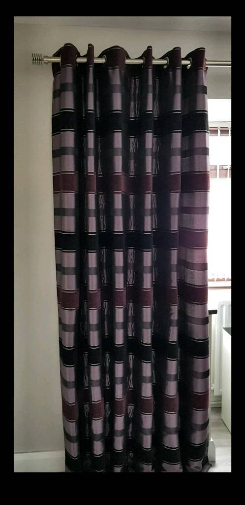 Purple Black Silver Eyelet Curtains 90x90 In Newtownabbey County