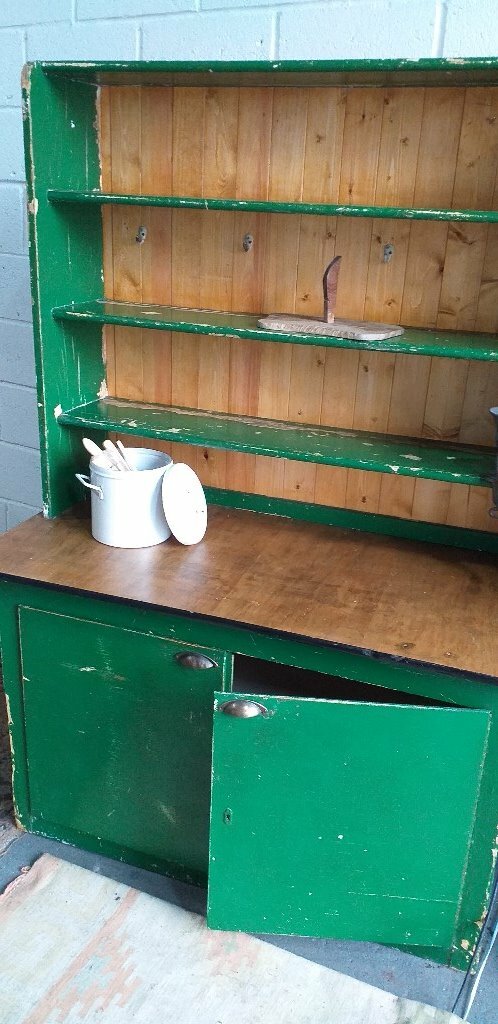Green Distressed Victorian Painted Dresser In Par Cornwall