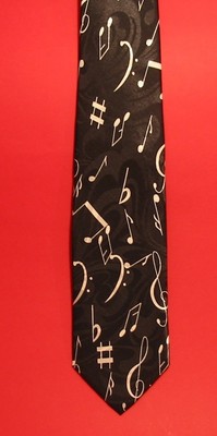 Music Symbols Design Men's Black Tie Teacher Musician Orchestra Choir Gift Xmas