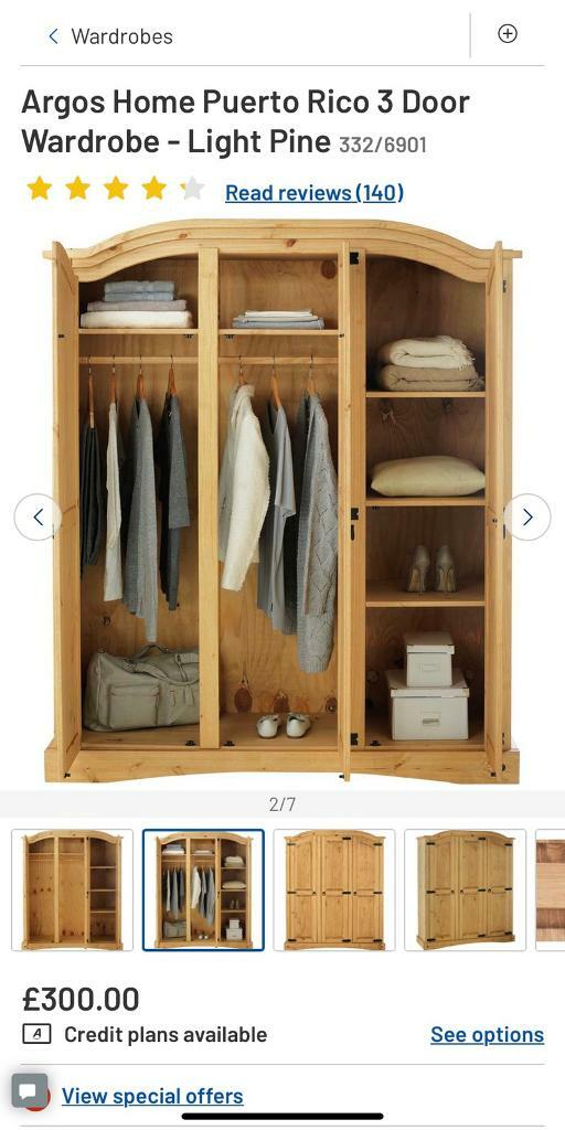 Argos Puerto Rico 3 Door Wardrobe Light Pine In Ealing London