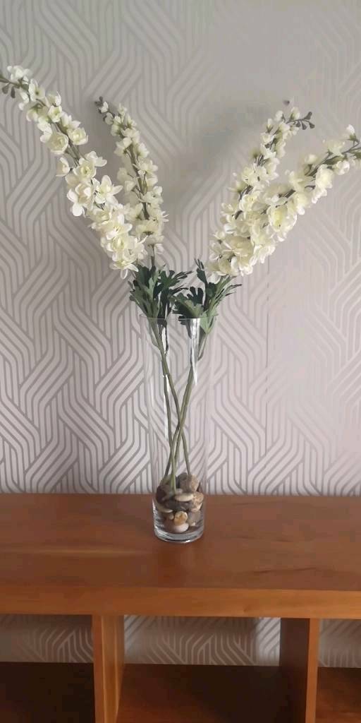 Tall Next vase including 4 stems of Next artificial flowers in York