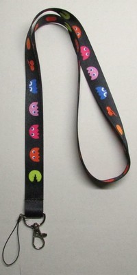 PACMAN Classic LANYARD KEY CHAIN Ring Keychain ID Holder NEW