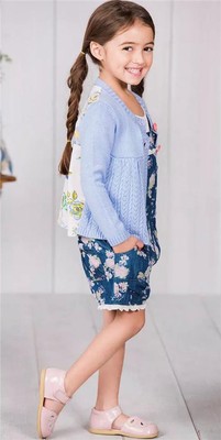 Matilda Jane I SPY CARDIGAN 4 Blue Thin Knit Sweater Floral Back Panel NWT
