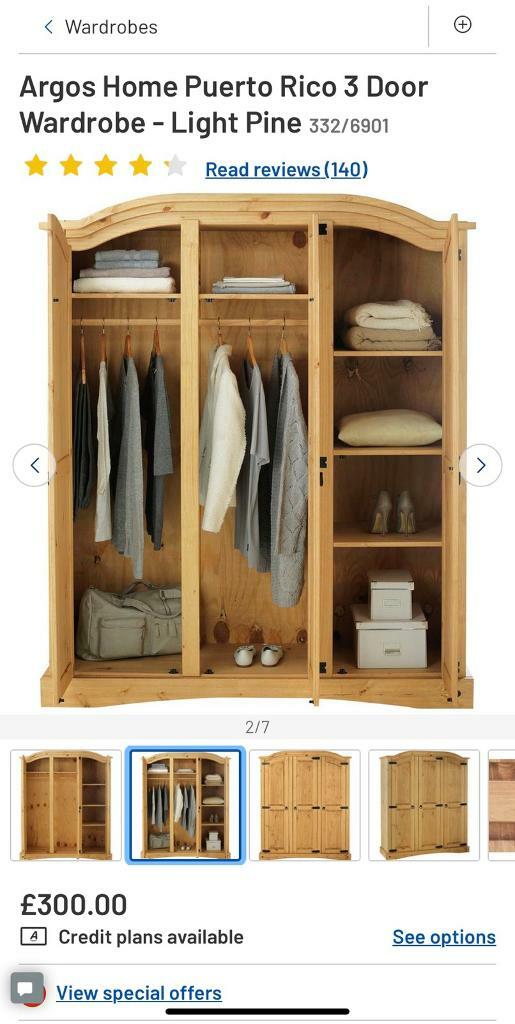Argos Puerto Rico 3 Door Wardrobe Light Pine In Ealing London