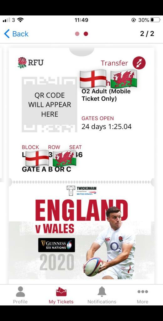 England v Wales Six Nations Rugby Tickets Twickenham 07/03/2020 in