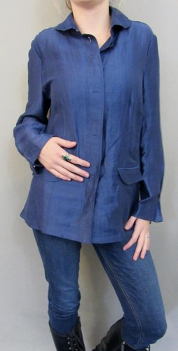 ARMANI COLLEZIONI 2B Tailored Jacket Size 52 Linen Black Solid