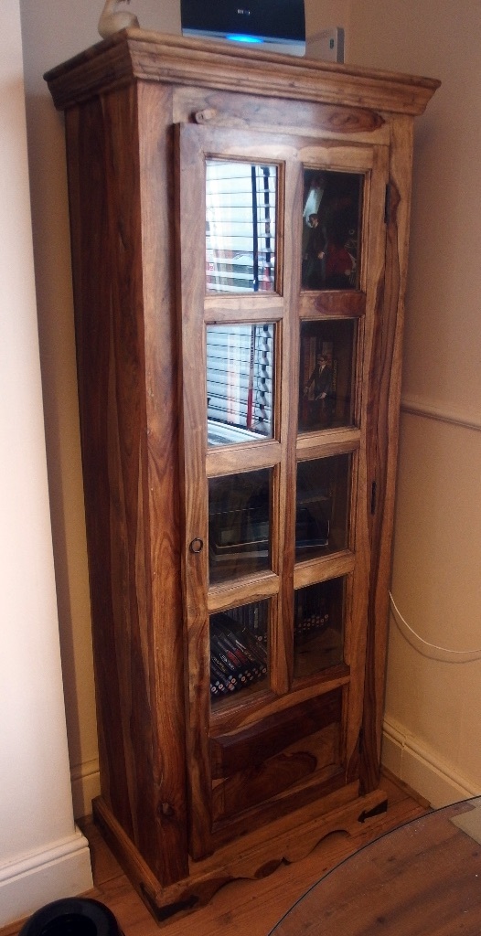 Jali Sheesham Solid Hardwood Bookcase with Glass Panelled Door