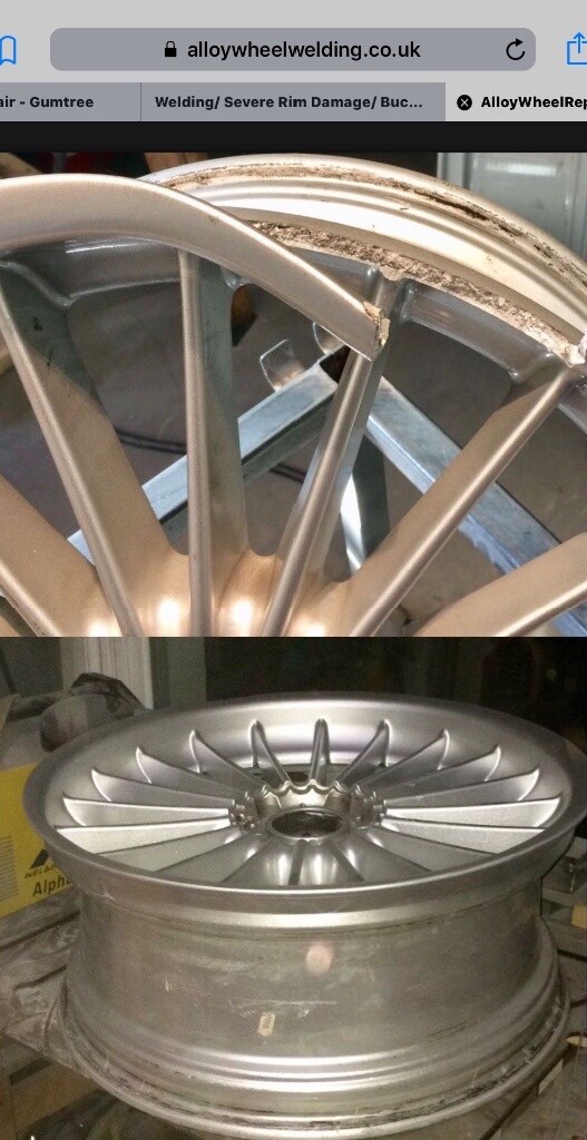 ALLOY WHEEL WELDING CRACKS SEVERE RIM DAMAGE BUCKLES DIA CUT