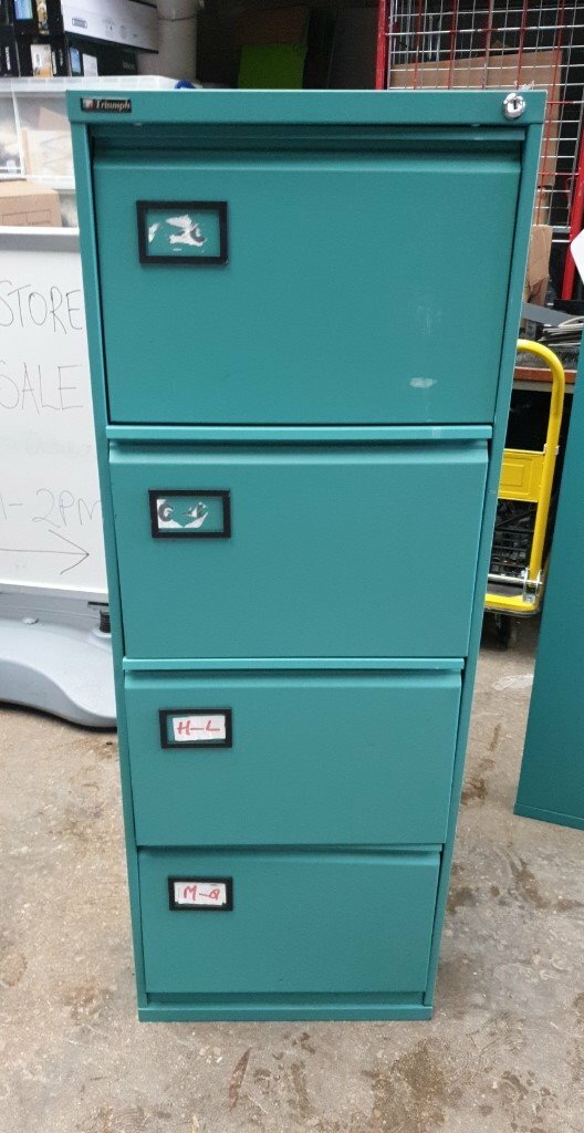 Blue Metal 4 Drawer Filing Cabinet Key Not Supplied In Swindon