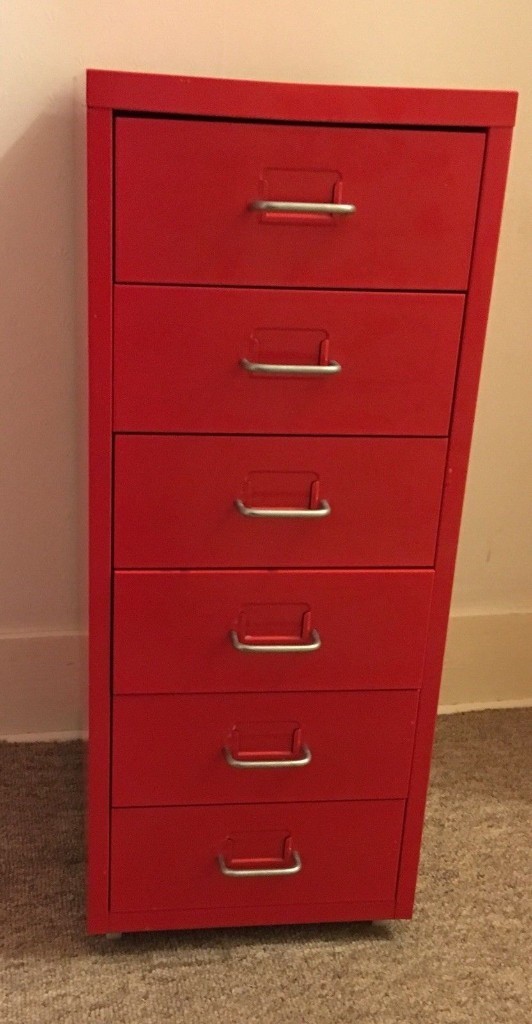 Ikea Helmer Drawer Unit On Castors Red In Dinnington South