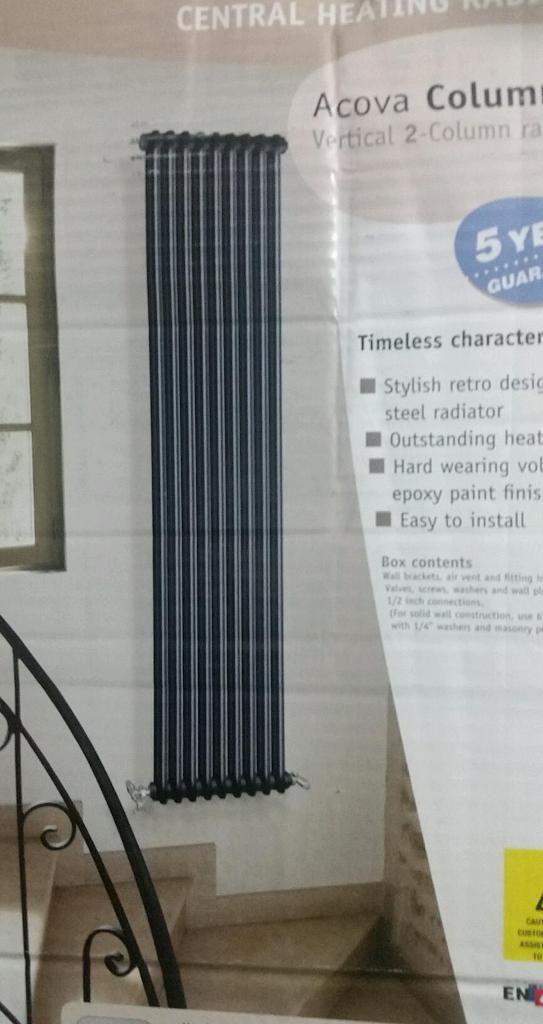Acova 2 Column Radiator, Volcanic (W)444 mm (H)1800 mm in Burnage