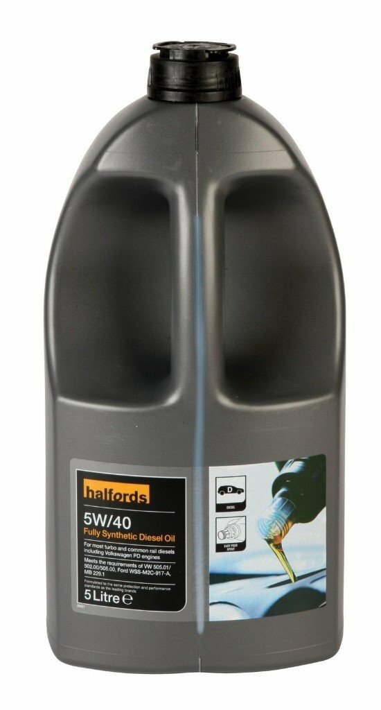 Halfords SAE 5W40 Diesel Motor Engine Oil 5 Litres Fully Synthetic