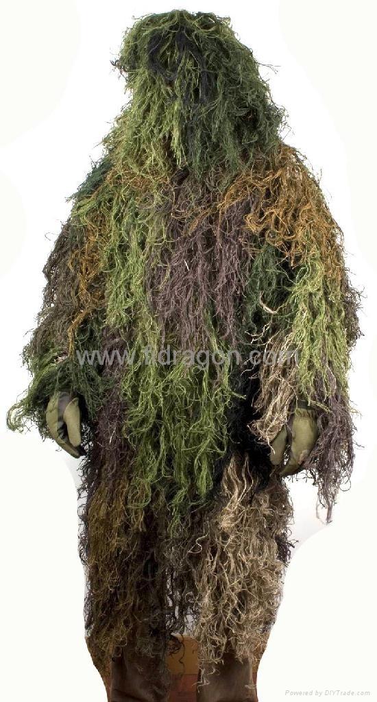 Burlap Ghillie Suit Woodland Camo, Forest Color, Fit Large