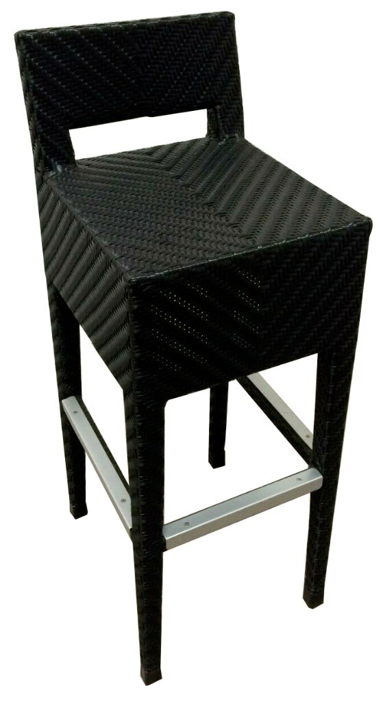 New Black Rattan Wicker Outdoor Bar Stool Pub Bistro Restaurant