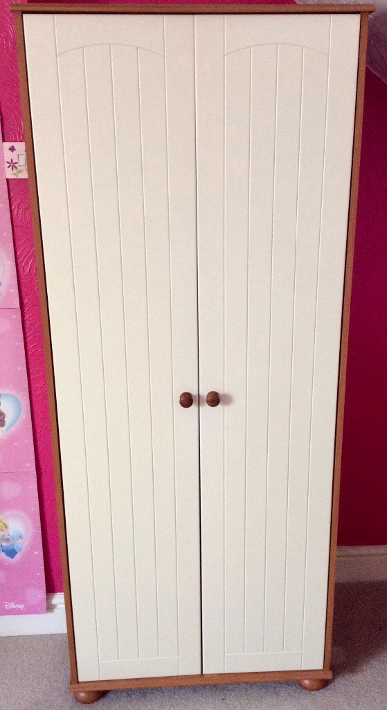 New England Style White Cream Wardrobe With Pine Feet In Llanelli
