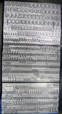 Alphabets Metal Letterpress Print Type  36pt Serif Italic    MM30   12#