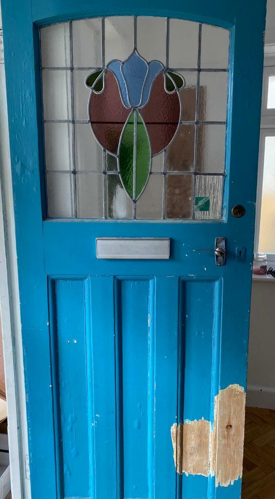 Beautiful original 1930 front door with stained glass in Bournemouth