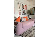 Free 3 seater sofa with pink cover 