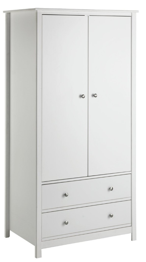 Ex Display Argos Home Brooklyn White 2 Door 2 Drawer Wardrobe In