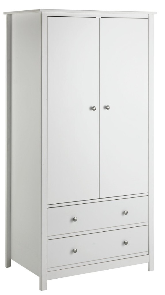 Ex Display Argos Home Brooklyn White 2 Door 2 Drawer Wardrobe In