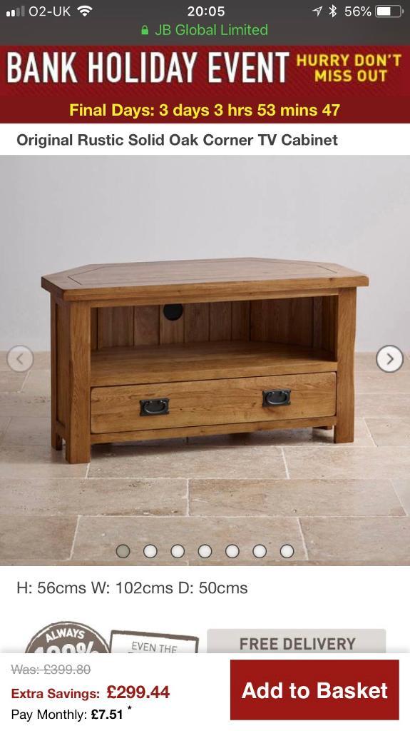 Original Rustic Solid Oak Corner Tv Unit From Oak Furniture Land