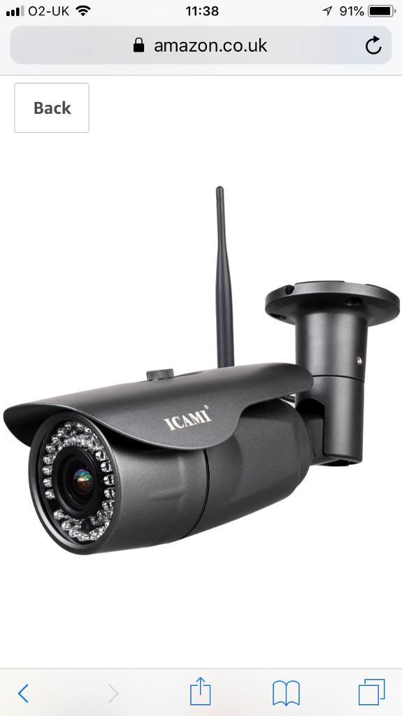 2 x auto zoom ICAM HD outdoor wireless security cameras with SD cards