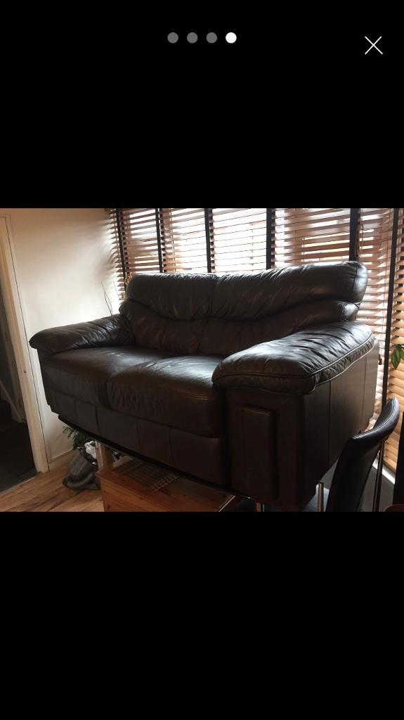 free brown leather sofa in west park, west yorkshire