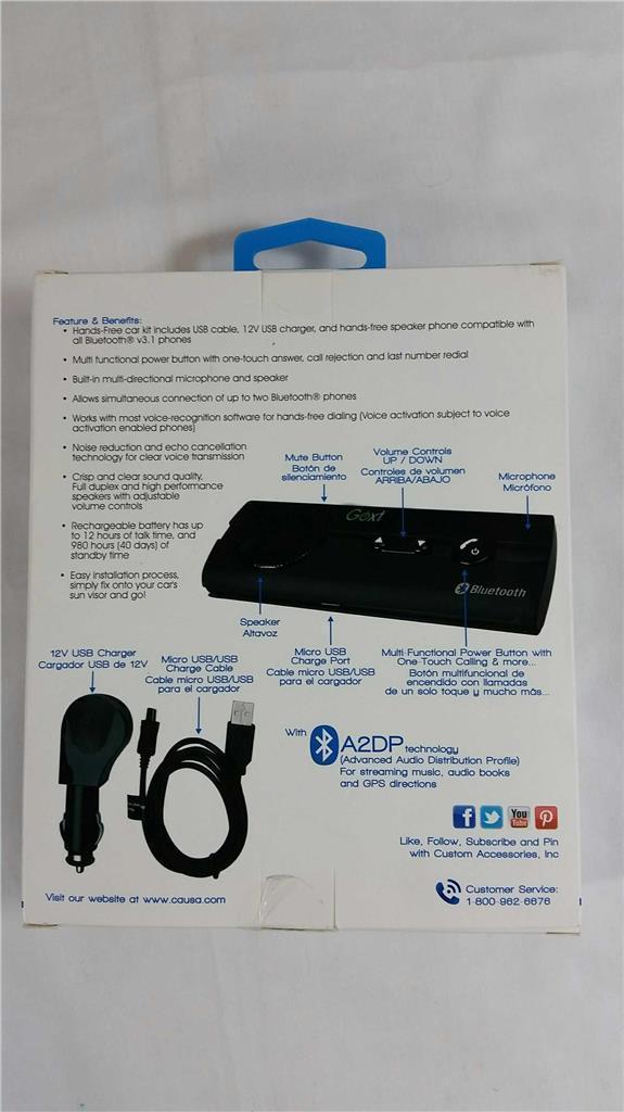 NEW Factory Sealed GOXT Bluetooth Hands Free Speaker Phone Visor Mount 23685