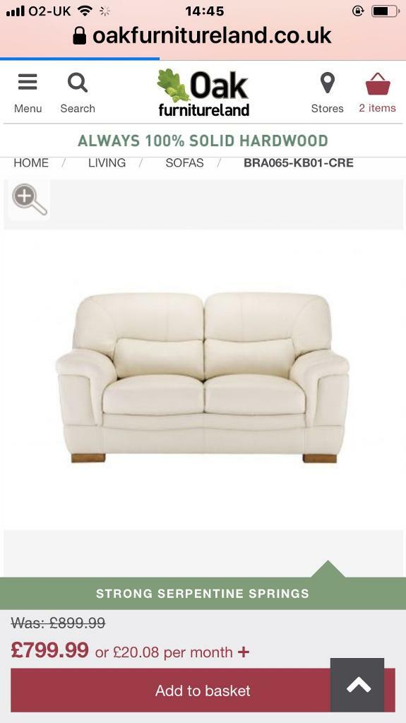 Oak Furniture Land Leather Sofa In Stockton On Tees County