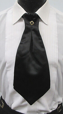 Black Cravat Tie With Pin Ascot Theater Costume Cutaway **Free Shipping**