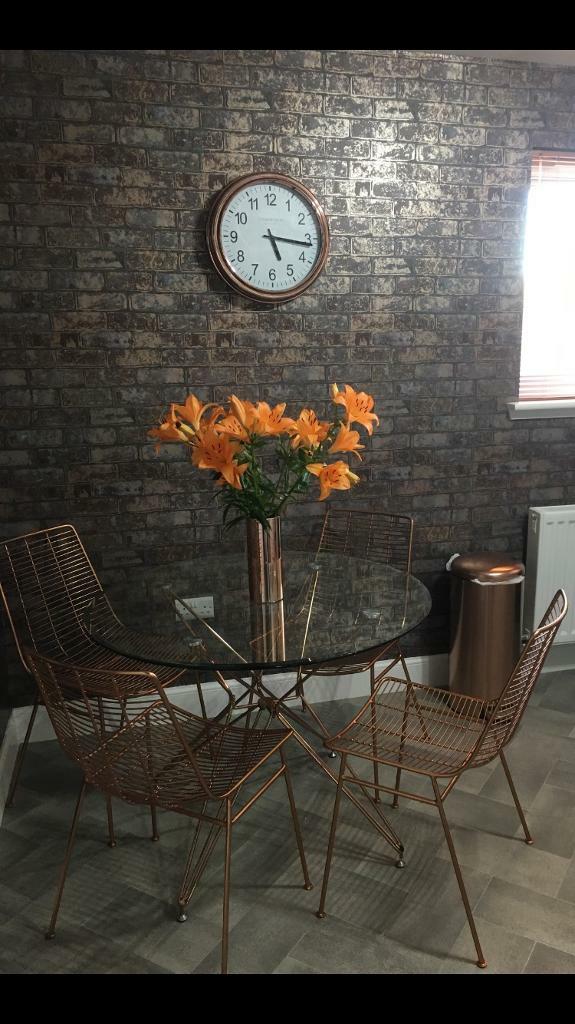 Copper/Rose Gold Dining table and 4 chairs | in Currie, Edinburgh | Gumtree
