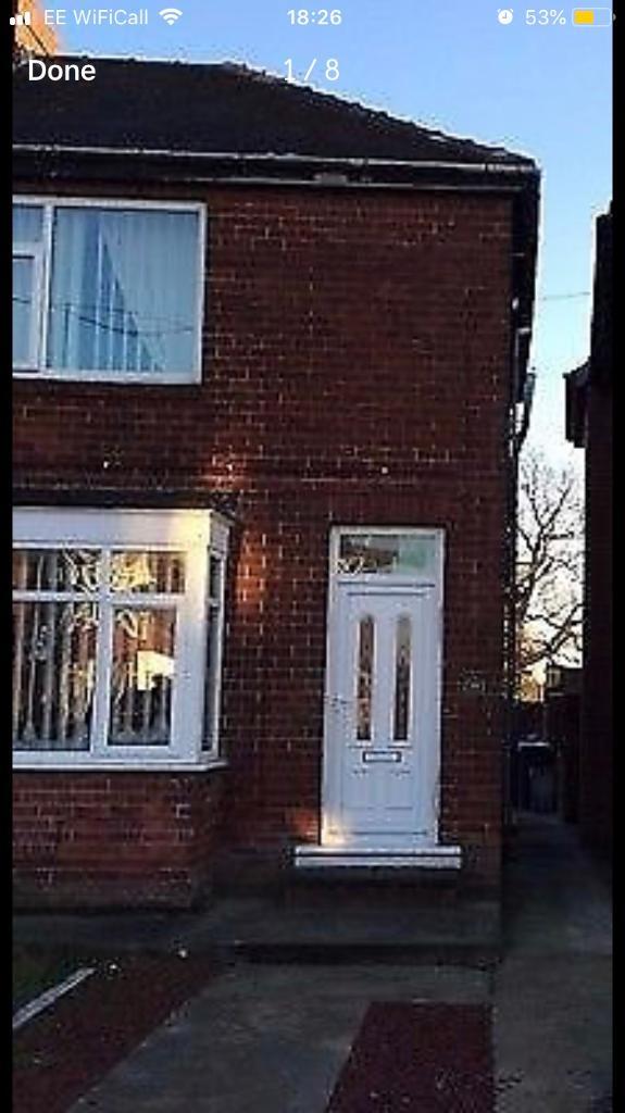 2 bedroomed unfurnished semidetached house with front/bank garden