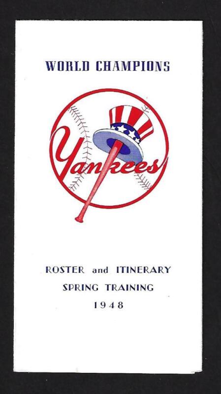 1948 New York Yankees Roster/Schedule (Media Guide), World Champs - Near Mint