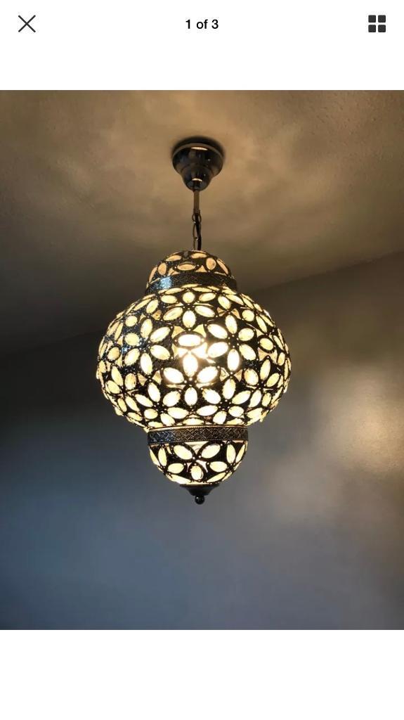 Pair Of Moroccan Style Beaded Ceiling Lights In Bishops Stortford