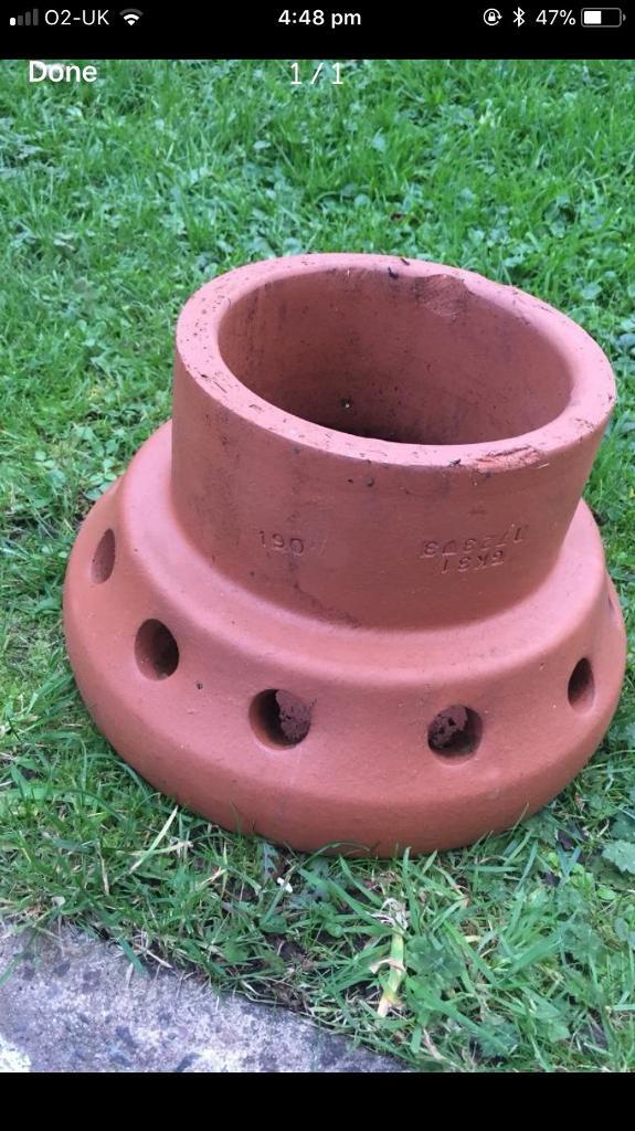 Terrecotta chimney pot chowl ( mushroom cap ) in Dunmurry, Belfast