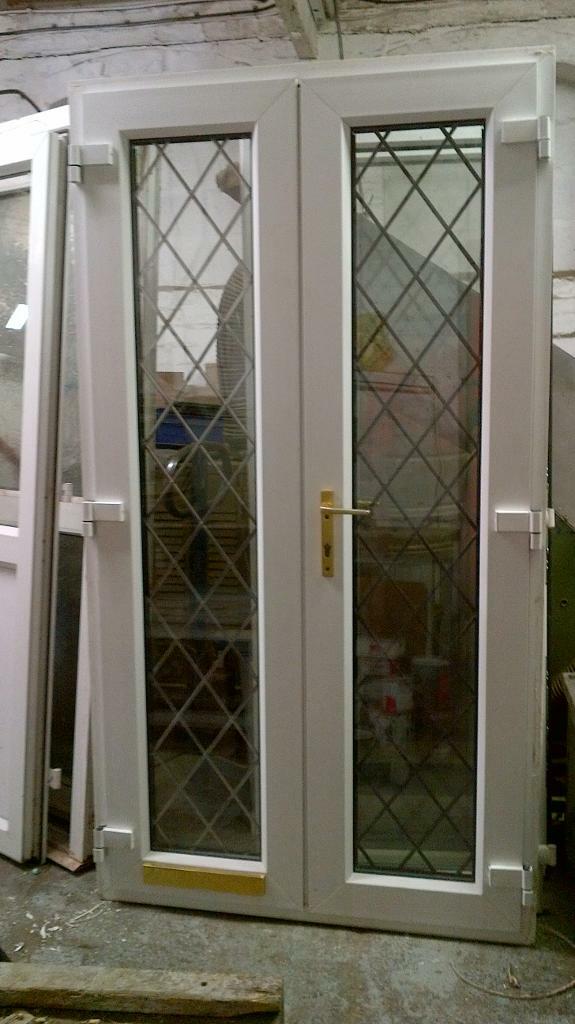 upvc french doors leaded glass 44 inches wide x 81 inches high in good
