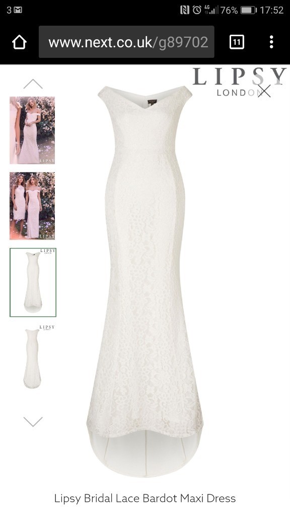 lipsy petite lace bardot bridal maxi dress
