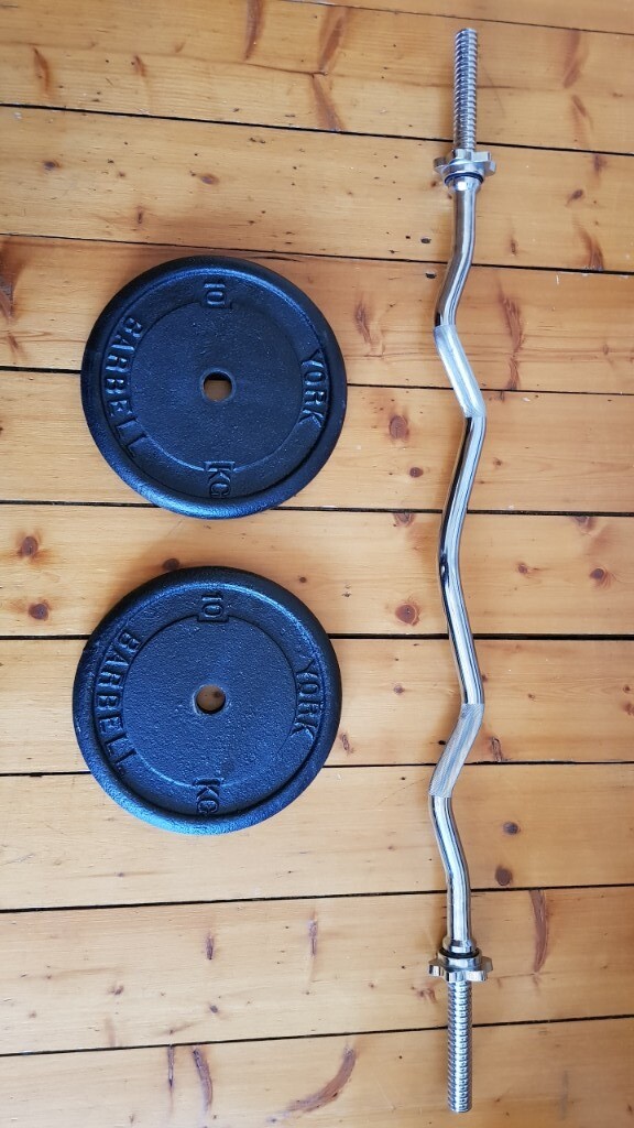 Curl bar and weights 2 x 10kg in Edinburgh City Centre, Edinburgh