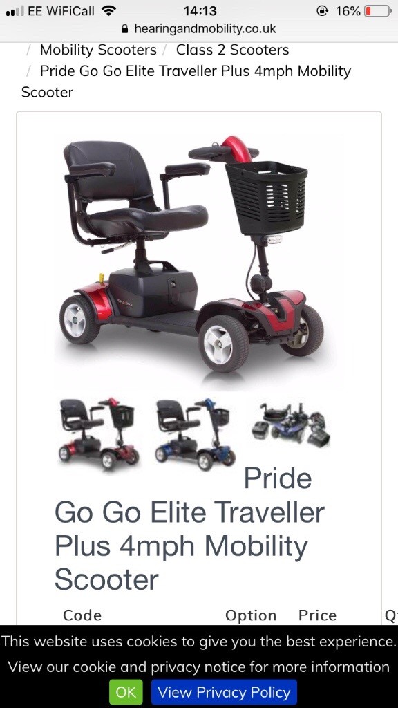 Pride GoGo Elite Folding Mobility Scooter in Falkirk Gumtree